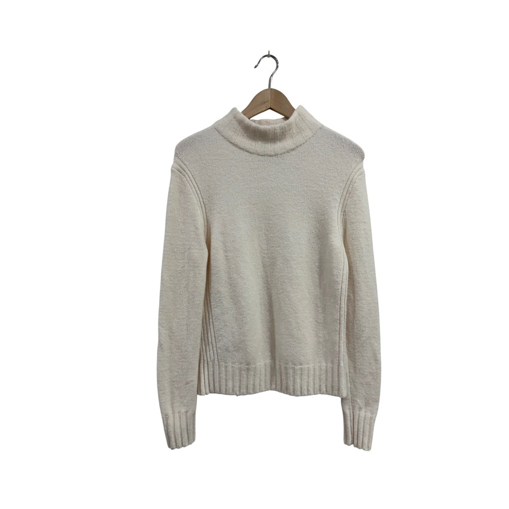 J.Crew Womens Ivory Mock Neck Ribbed Knit Pullover Sweater Small Cream